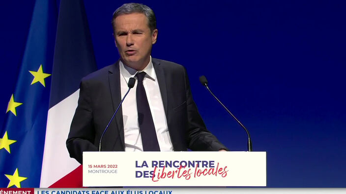 Présidentielle : "Je veux retirer cet horrible drapeau européen" Nicolas Dupont-Aignan choque l'assemblée des élus locaux