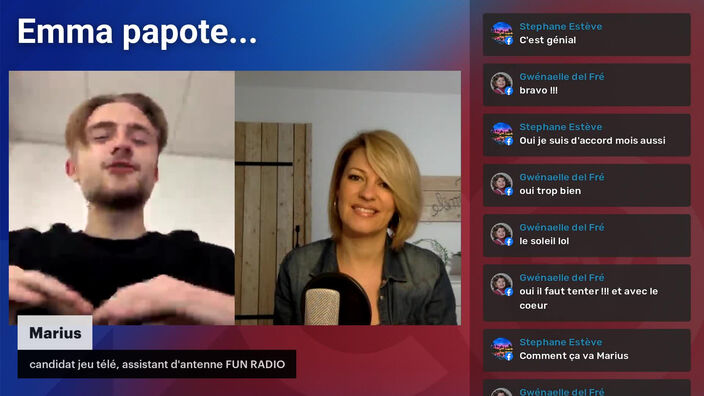 Emma papote... avec Marius, candidat jeu télé et assistant d'antenne de Fun Radio