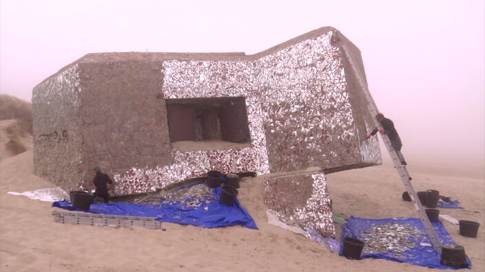 Démontage du Blockhaus miroir de Leffrinckoucke