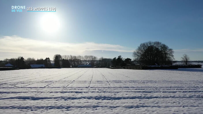 Drone de vue : les Weppes sous la neige