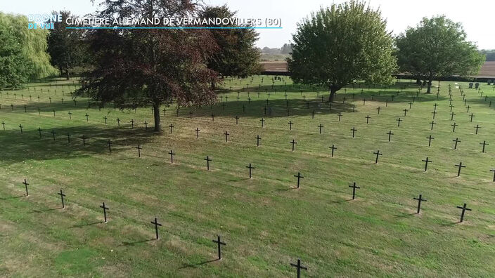 Drone de vue : le cimetière militaire allemand de Vermandovillers