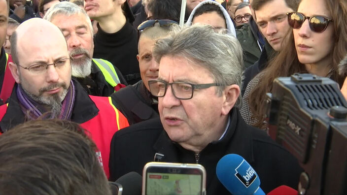 Ruffin et Mélenchon aux côtés des manifestants contre la réforme des retraites