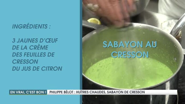 Huîtres chaudes, sabayon de cresson par ​Philippe Bélot