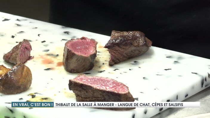 Langue de chat, cèpes en 3 façons et tagliatelle de salsifis par Thibaut Fourdrinier de La salle à manger à Marcq-en-Baroeul (59)