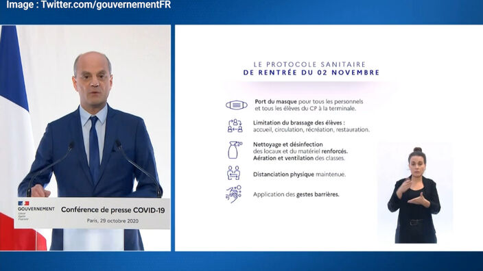 Jean-Michel Blanquer détaille le nouveau protocole sanitaire scolaire durant le reconfinement