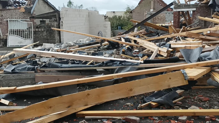 Dégâts près de l'église de Bihucourt