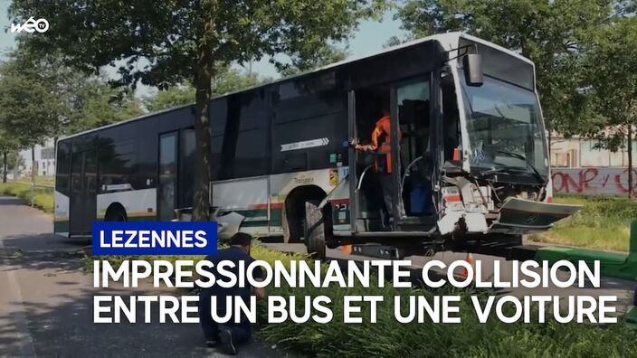 Lezennes : spectaculaire accident entre un bus et une voiture