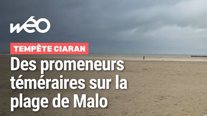 Tempête Ciaran : quelques rares promeneurs sur la plage de Malo, pourtant interdite