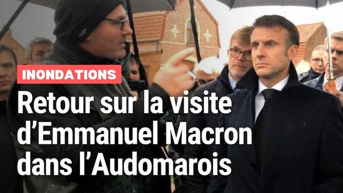 Le président Macron les pieds dans l'eau de Saint-Omer rassure les producteurs inondés