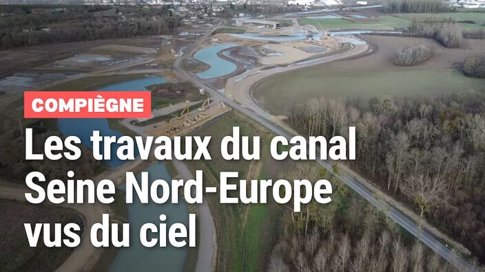 Les travaux du canal à grand gabarit Seine Nord Europe vus du ciel