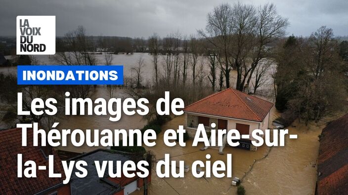 Inondations dans le Pas-de-Calais : Thérouanne et Aire-sur-la-Lys vues du ciel