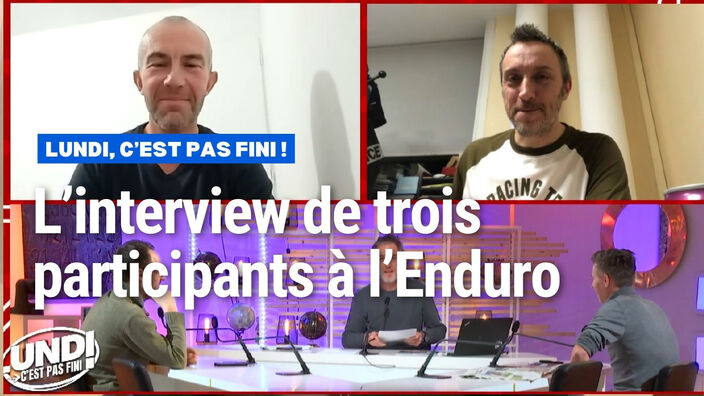 Interview de trois participants à l'Enduropale du Touquet dans Lundi, c'est pas fini du 29 janvier