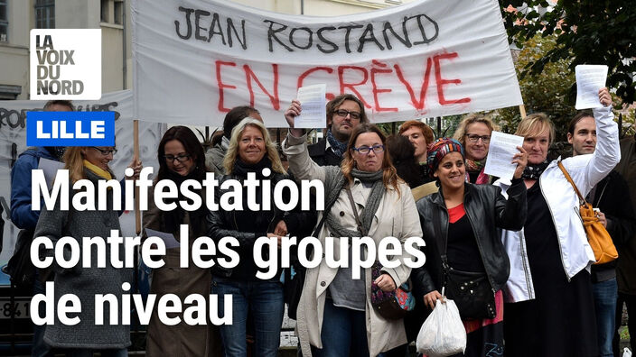 Manifestation à Lille d'un collectif d'enseignants et de parents contre les groupes de niveau