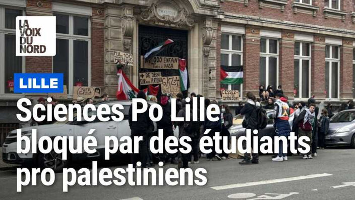 A Lille l'école de journalisme bloquée en soutien a la Palestine.