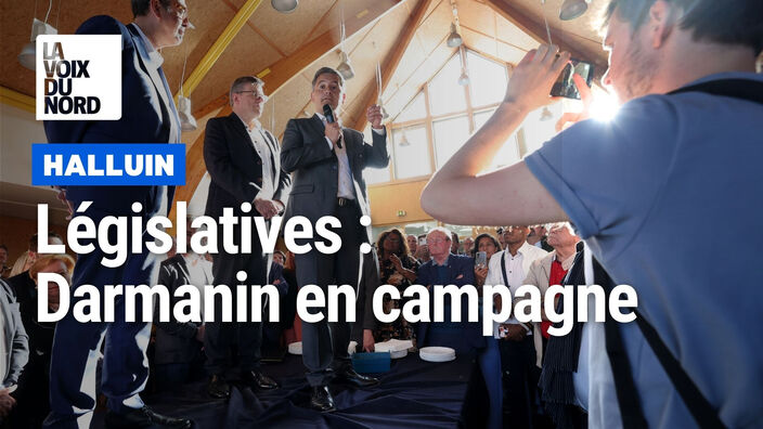 Gerald Darmanin auprès des militants à Halluin
