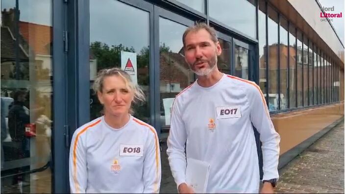 Kellig et Claire Poutrain, porteurs de flamme calaisiens, donnent leurs impressions après le relais 