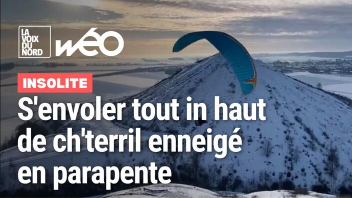 Il s'envole du terril enneigé en parapente