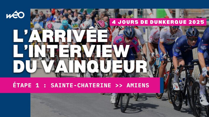  L'arrivée et l'interview d'Axel Zingle qui remporte la première étape des 4 jours de Dunkerque
