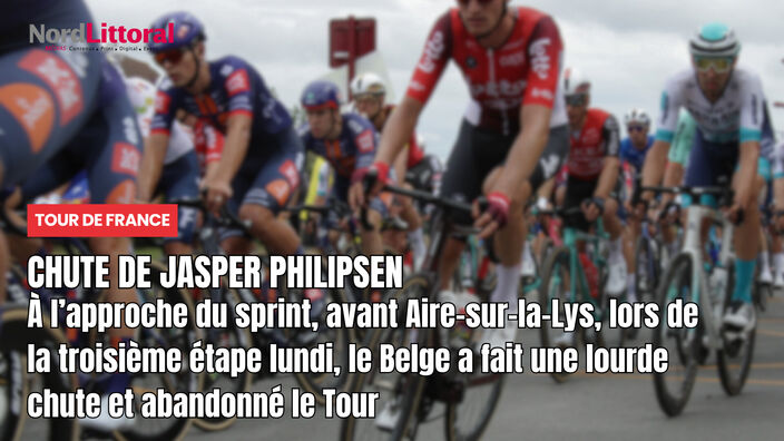 Tour de France 2025 : chute du sprinteur belge Jasper Philipsen juste avant Aire-sur-la-Lys