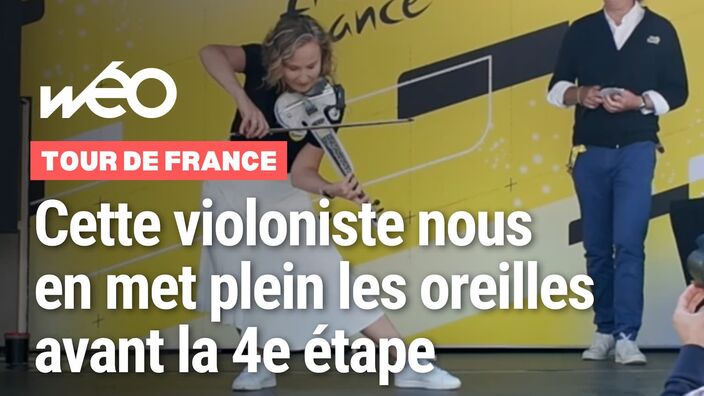 Angie met l'ambiance au départ du Tour de France à Amiens avec son violon