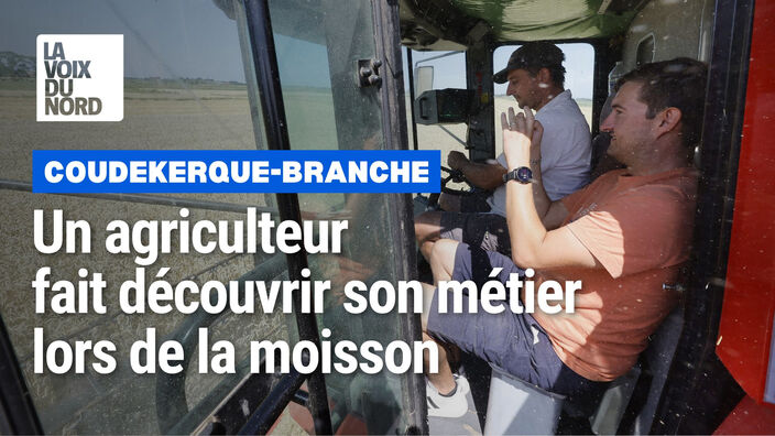 Un agriculteur fait découvrir son métier lors de la moisson