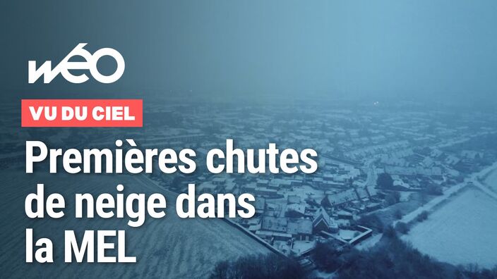 Vu du ciel : les premières neiges sur la métropole lilloise, à Roncq