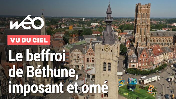 Vu du ciel : le beffroi de Béthune