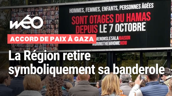 Banderole en soutien aux victimes du Hamas retirée